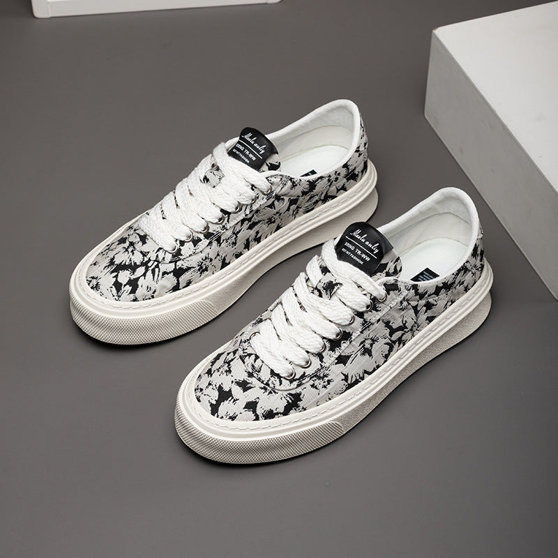 Men's Breathable Cloth Korean Style Printed Soft Canvas Shoes