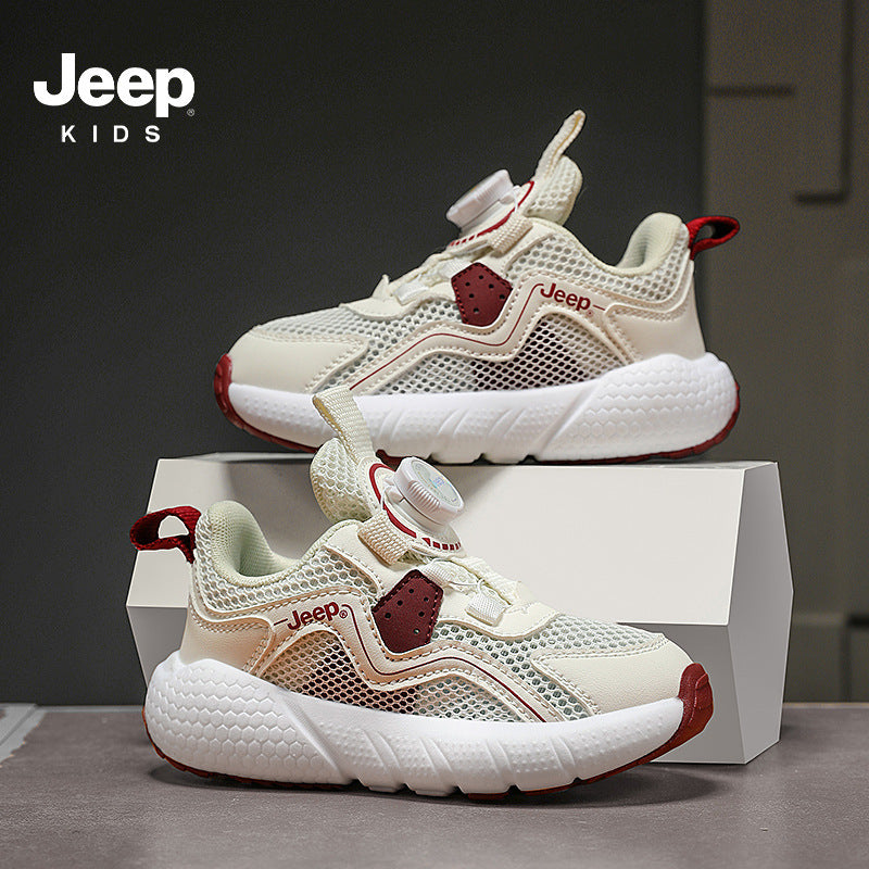 Children's Rotating Button Breathable Mesh Double Boy's Kid's Sneakers