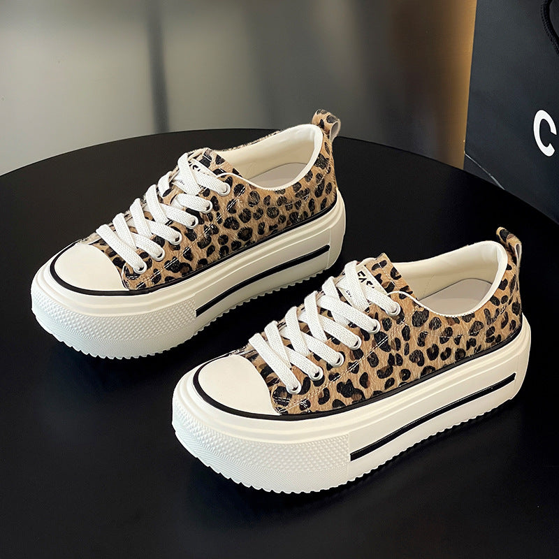 Women's Cowhide Easy Wear Leisure Sports Hight Increasing Board Women's Casual Shoes