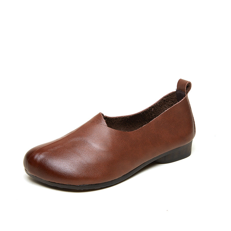 Women's Retro Top Layer Cowhide Mother Flat Beef Women's Shoes