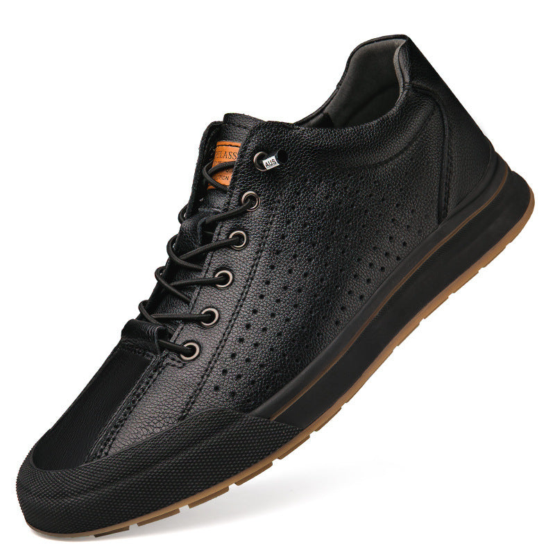 Men's Fashion White Breathable Versatile Hollow Driving Height Men's Board Shoes