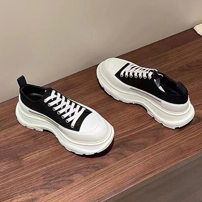 Women's & Men's Elevator Wild Sports Dad Muffin Platform Canvas Shoes
