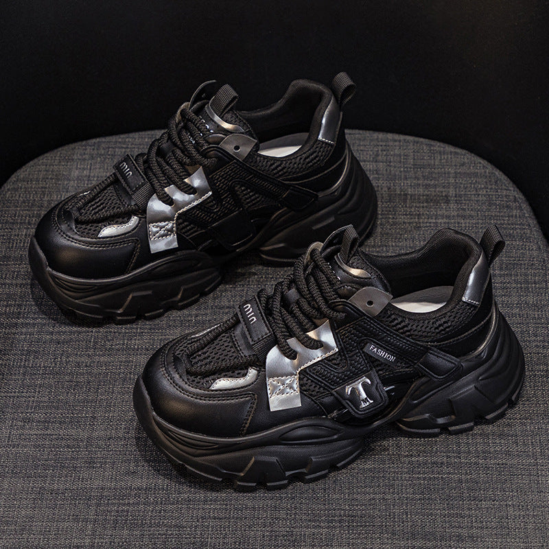 Women's Autumn Platform Mesh Surface Dad Genuine Sneakers