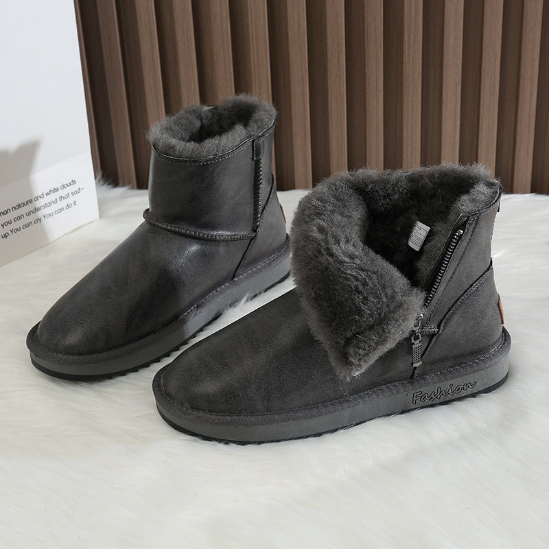 Men's Fur Winter Fleece Lined Padded Warm Keeping Glossy Northeast Boots