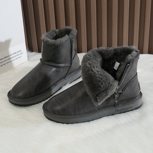 Men's Fur Winter Fleece Lined Padded Warm Keeping Glossy Northeast Boots
