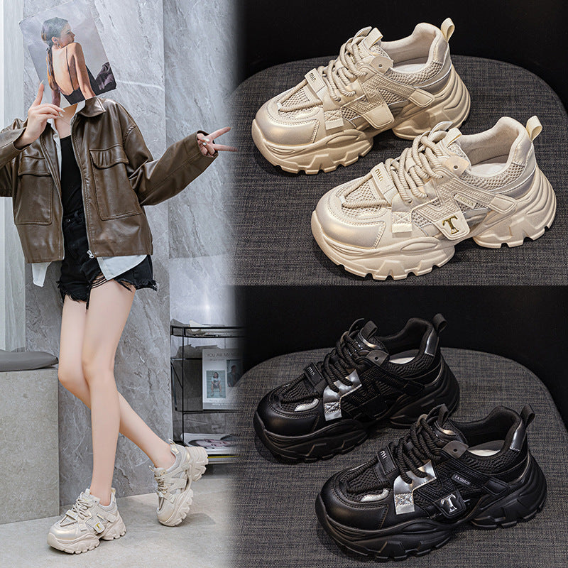 Women's Autumn Platform Mesh Surface Dad Genuine Sneakers