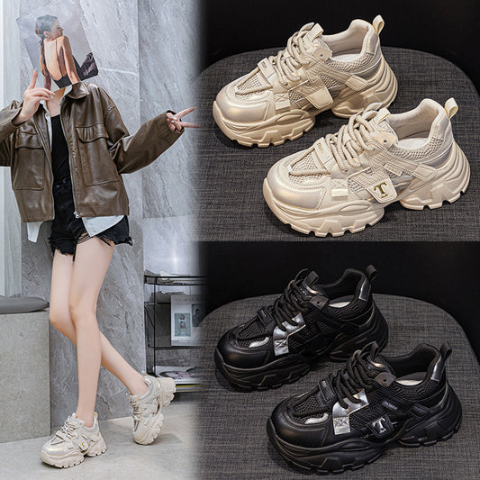 Women's Autumn Platform Mesh Surface Dad Genuine Sneakers