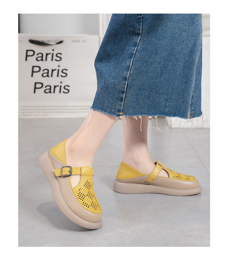 Women's & Men's Hollow Out Summer Thick Bottom Retro Men's Shoes