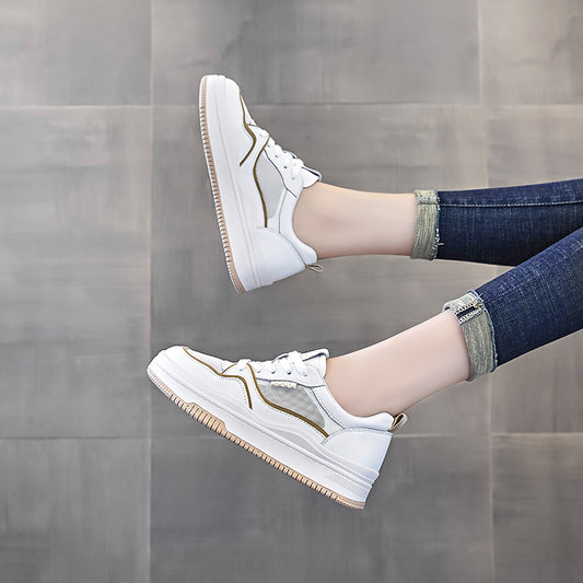 Women's Genuine Mesh White For Summer Breathable Slimming Casual Shoes