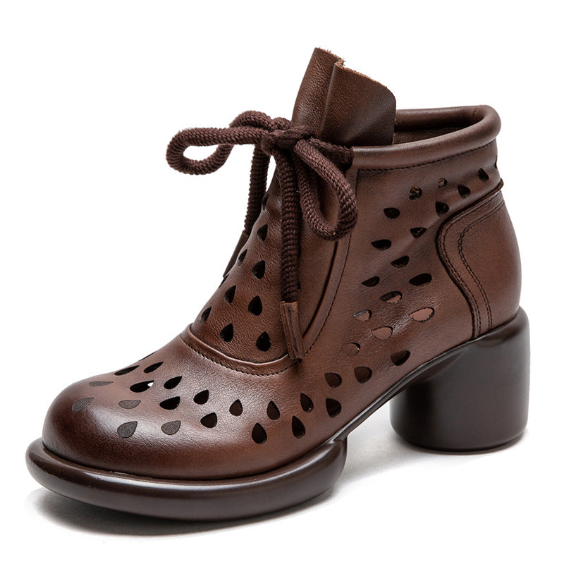 Women's & Men's Side Zipper Top Layer Cowhide Retro Men's Shoes