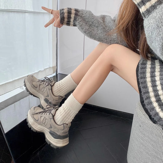 Color Matching Letters Lace Up Daddy Sneakers