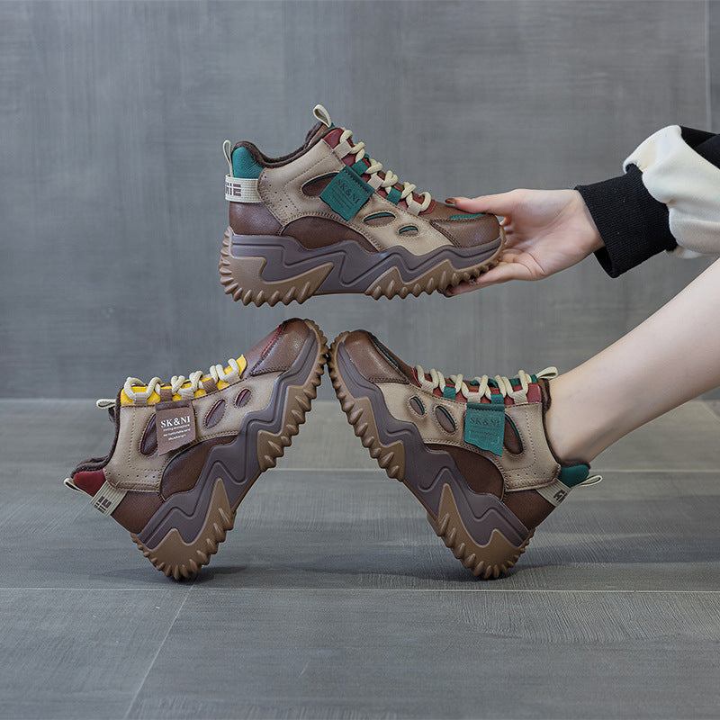 Women's Winter Platform Wedge Sports Dad Fashion Cotton Height Women's Casual Shoes