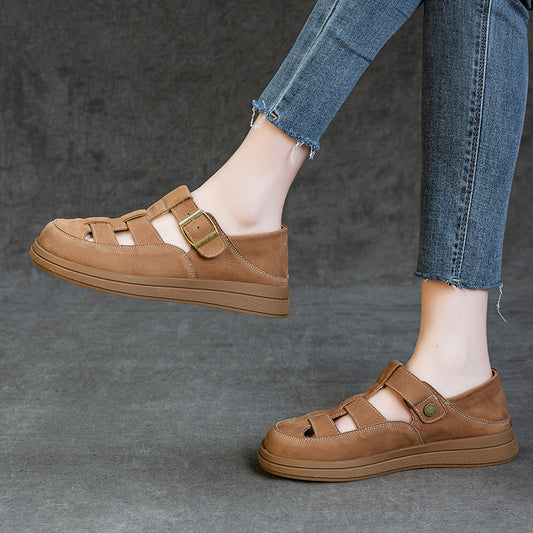 Women's Cow Soft Bottom Roman Closed Toe Sandals