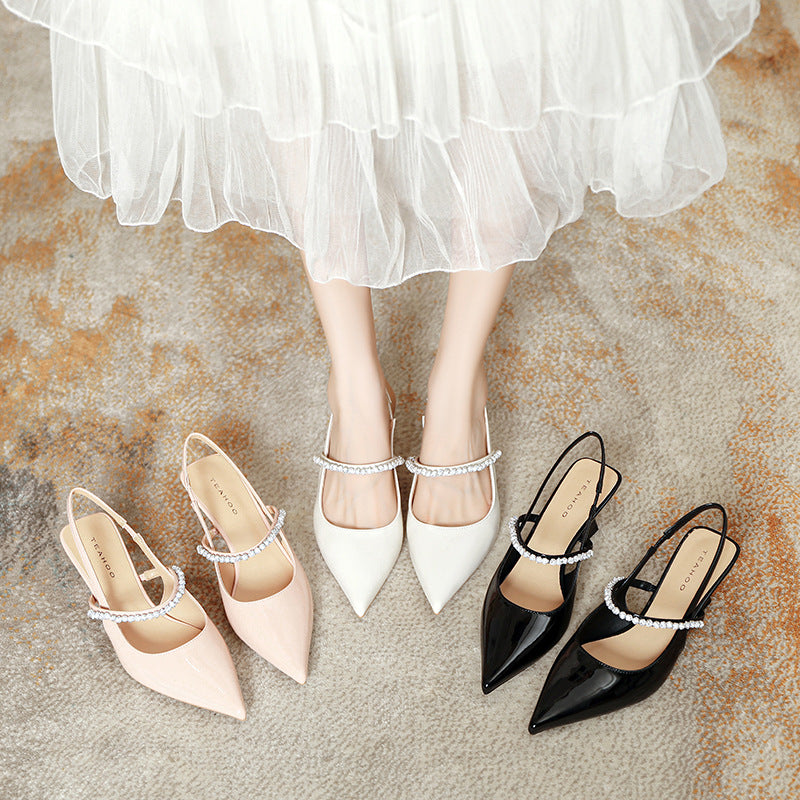 Women's For Summer Fairy Sexy Fashion Stiletto Rhinestone Word Heels