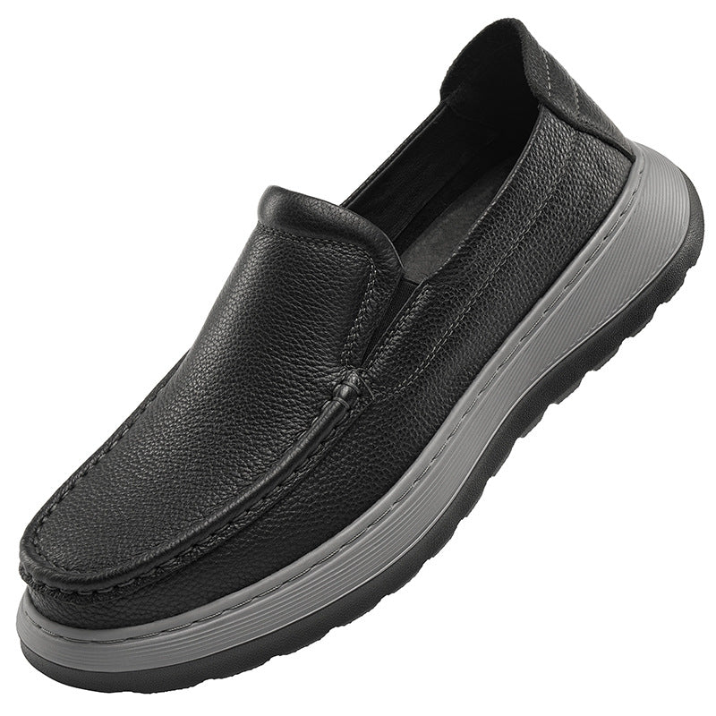 Men's Contrast Color Tods Rubber Foam Solid Leather Shoes