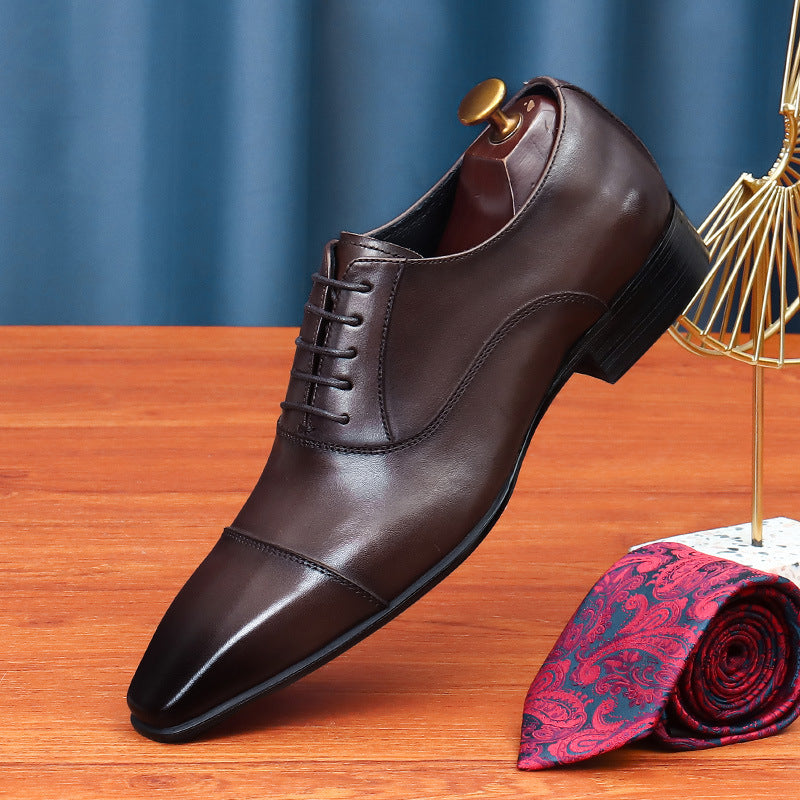 Men's Business Formal Wear Simple Oxford Lace Leather Shoes