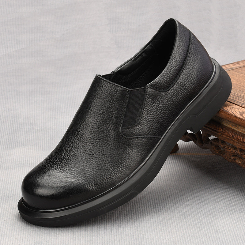 Men's Slip-on Breathable Black Business Genuine Slip Casual Shoes