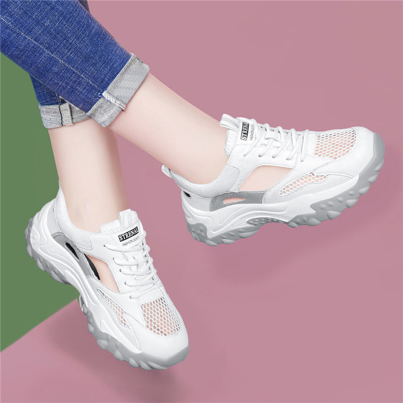 Women's Toe Box Hole Dad Thick Bottom Hollowed Heels