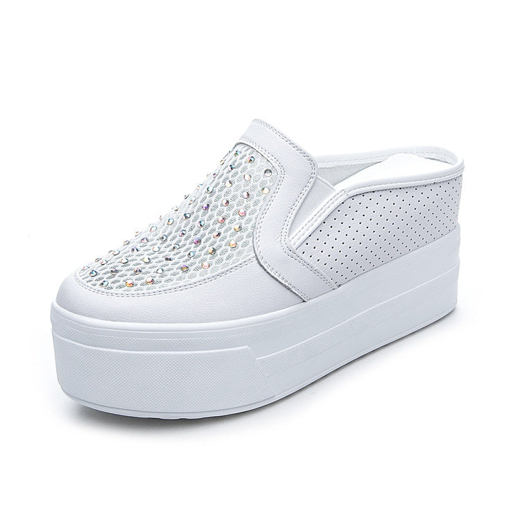 Women's High Wedge Half Hidden Platform White Sandals