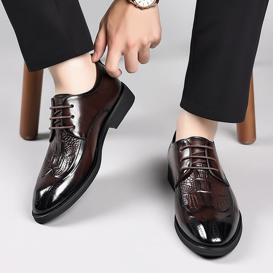 Men's Cowhide British Style Business Formal Wear Leather Shoes