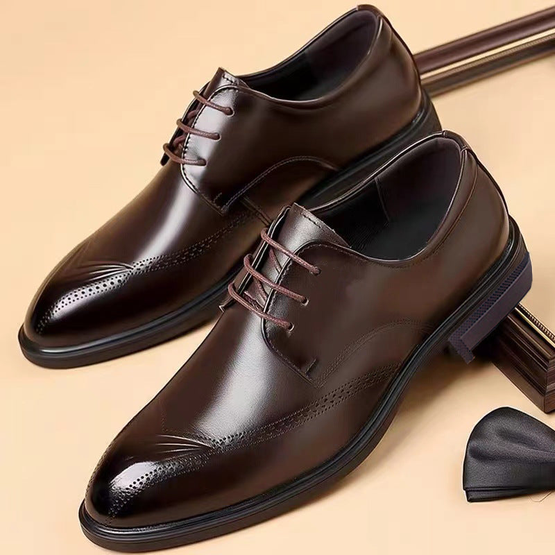 Men's Cowhide British Style Business Formal Wear Leather Shoes