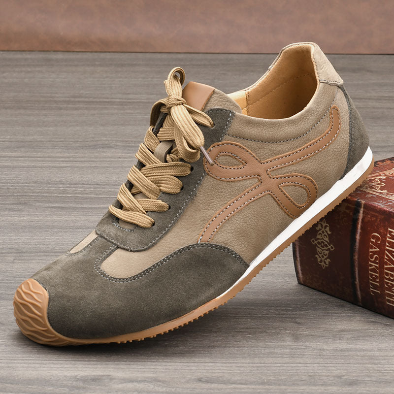 Men's Tilt Color Contrast Patchwork German Training Fashion Men's Casual Leather Shoes
