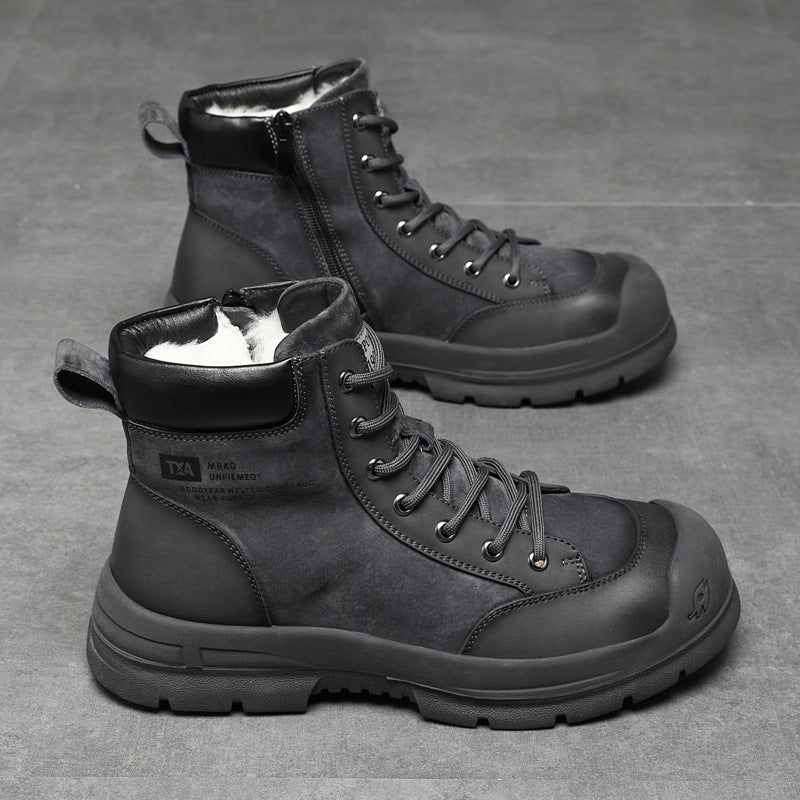 Men's Martin Ankle British Wool In Trendy Middle High Top Boots