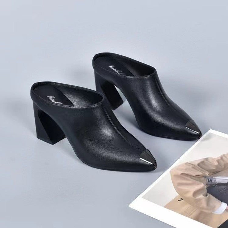 Women's Half Pointed Summer Outer Wear Chunky Non Heels