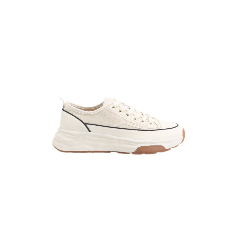 Women's Grape Mom Platform Elevator Wild White Soft Canvas Shoes