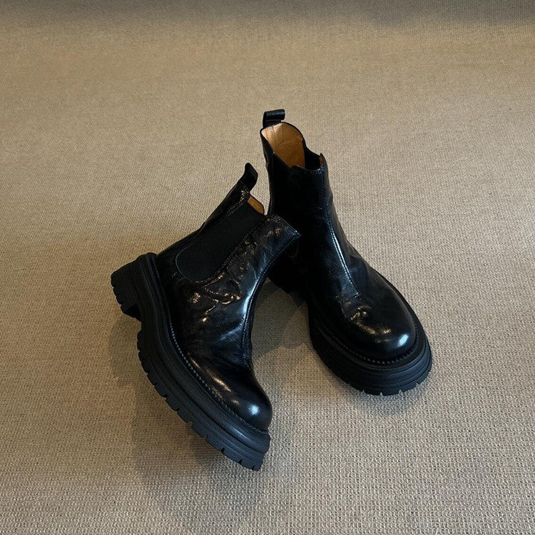 Women's Style Round Head Ankle Platform Thin Boots