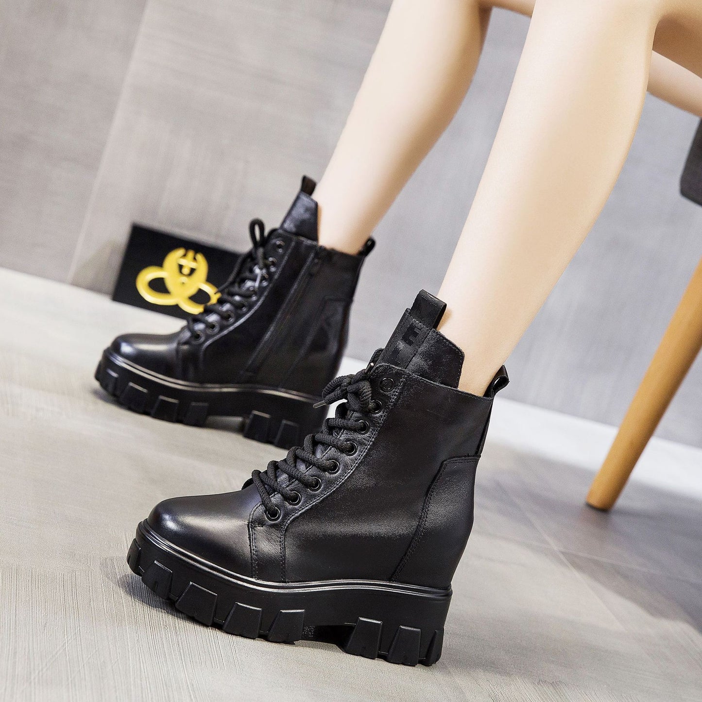 Women's Genuine Winter Height Increasing Insole Platform Boots