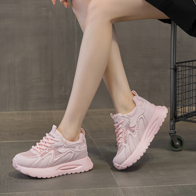 Genuine Mesh Surface Platform Height Increasing Casual Shoes