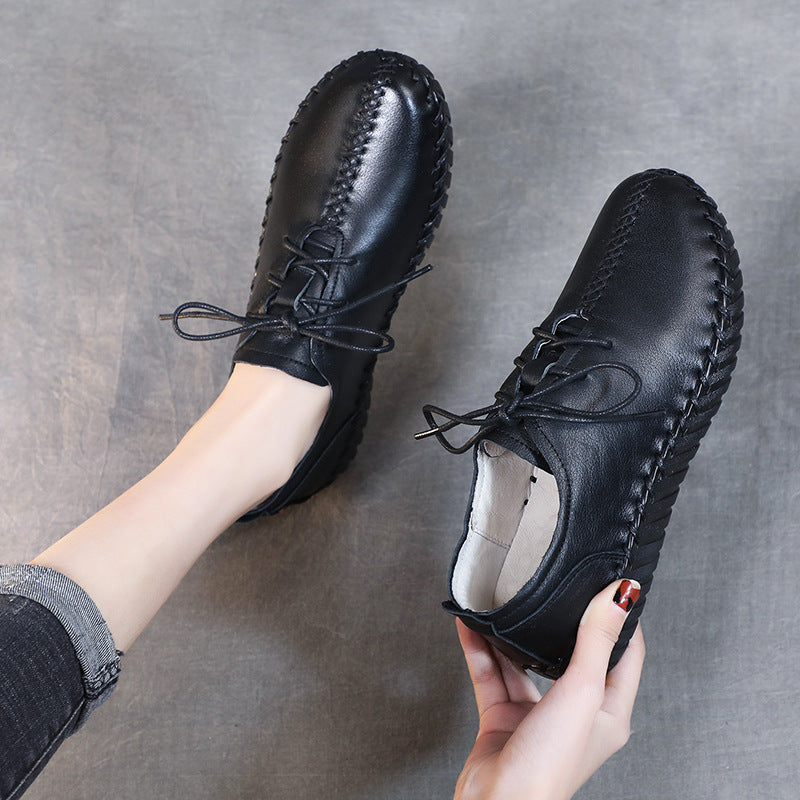 Women's Spring Genuine Top Layer Cowhide Handmade Maternity Men's Shoes