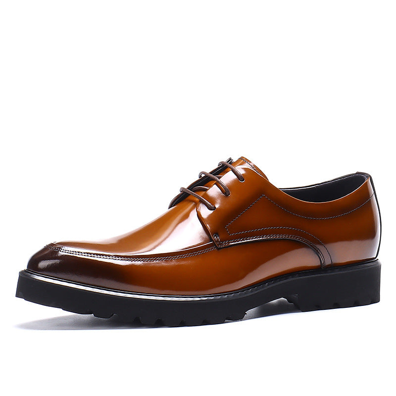 Men's Cowhide Genuine Soft Formal Wear Derby Pointed Toe Platform Leather Shoes