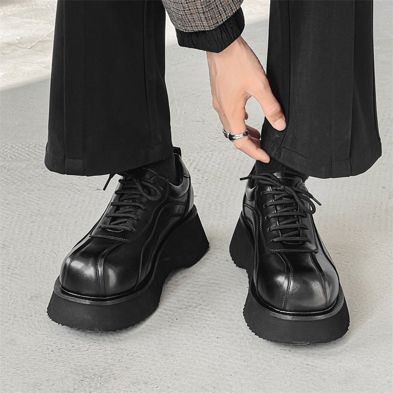 Men's Big Toe Derby Thick Sole Height Increasing Leather Shoes