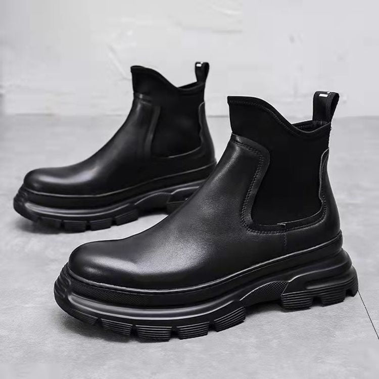 Men's Winter Genuine Thick Bottom Fleece-lined High Boots