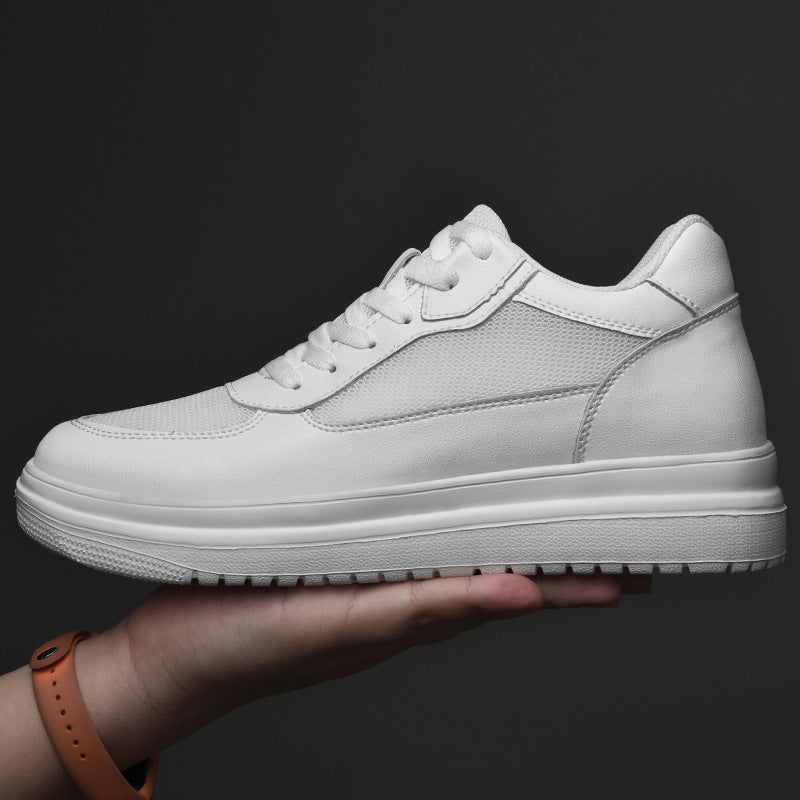 Men's Summer Breathable Mesh Elevator Cowhide Height Increasing Sneakers