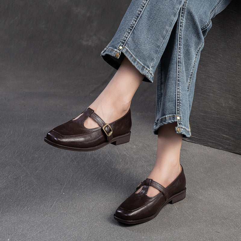 Women's Shu Autumn Buckle Flat Bottom Comfort Loafers