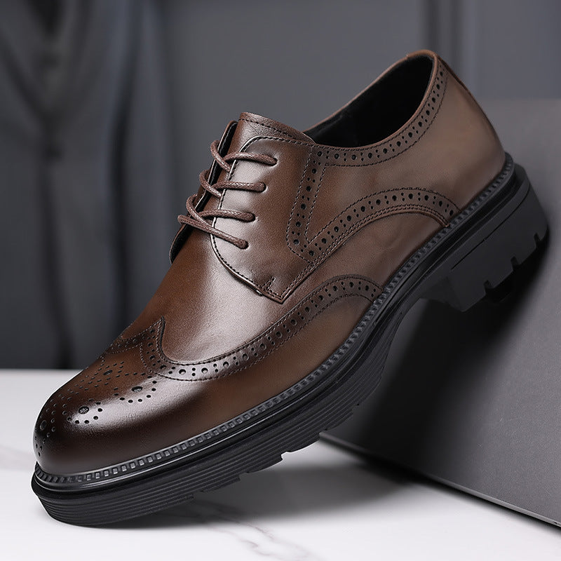 Men's Genuine Formal Brogue High-grade British Style Platform Suit Large Men's Business Leather Shoes