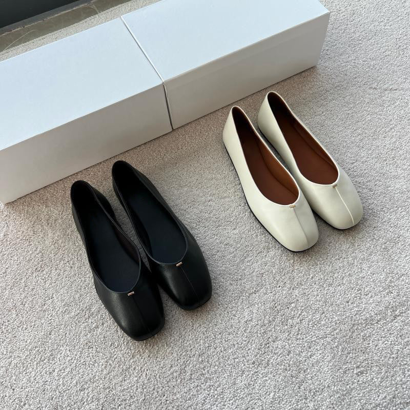 Women's Soft Sheepskin Ballerina Flats Round Head Grandma Women's Shoes