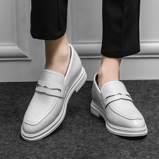 Men's Wedding Height Increasing Insole British Brogue Flower Business Formal Leather Shoes