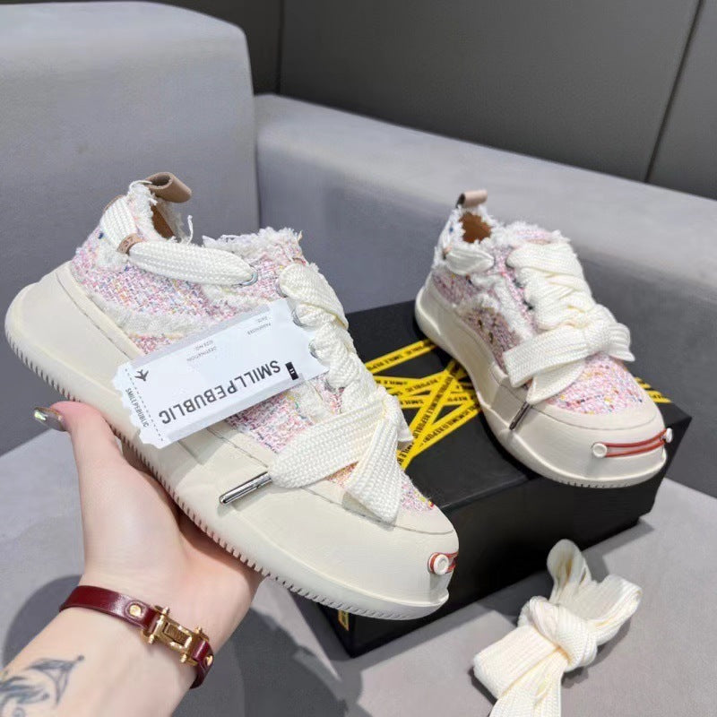 Women's & Men's Smiling Platform With Smile Face Half Canvas Shoes