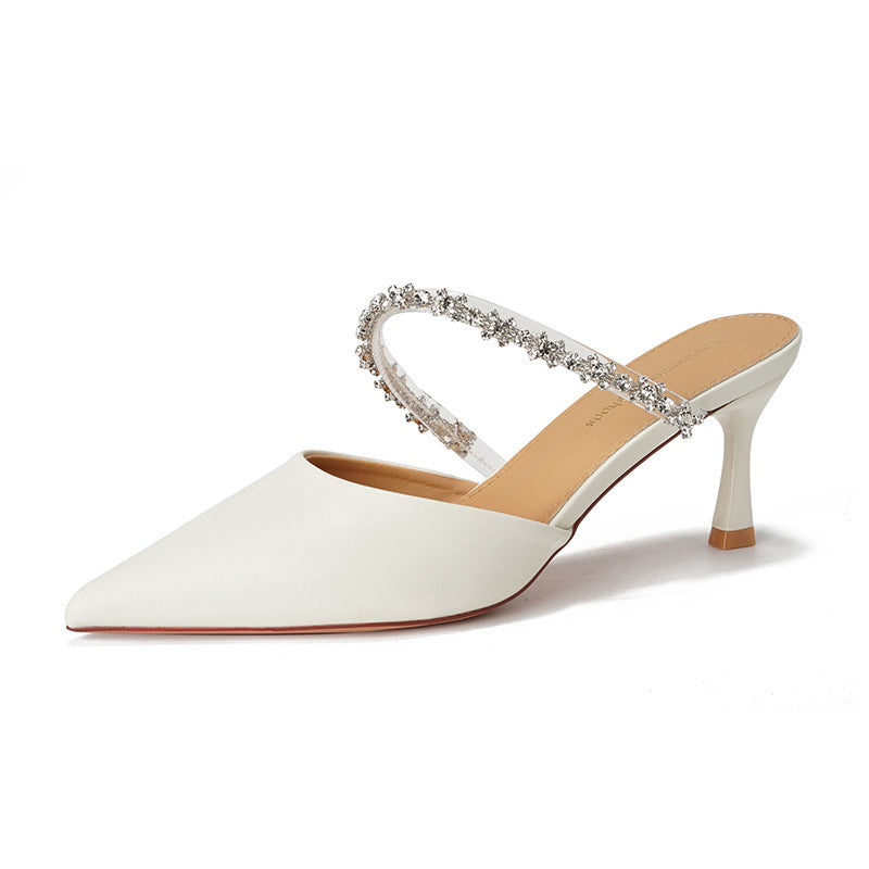 Women's High Single-layer Stiletto Pointed Toe Cap Half Outer Wear Women's Fashion Shoes