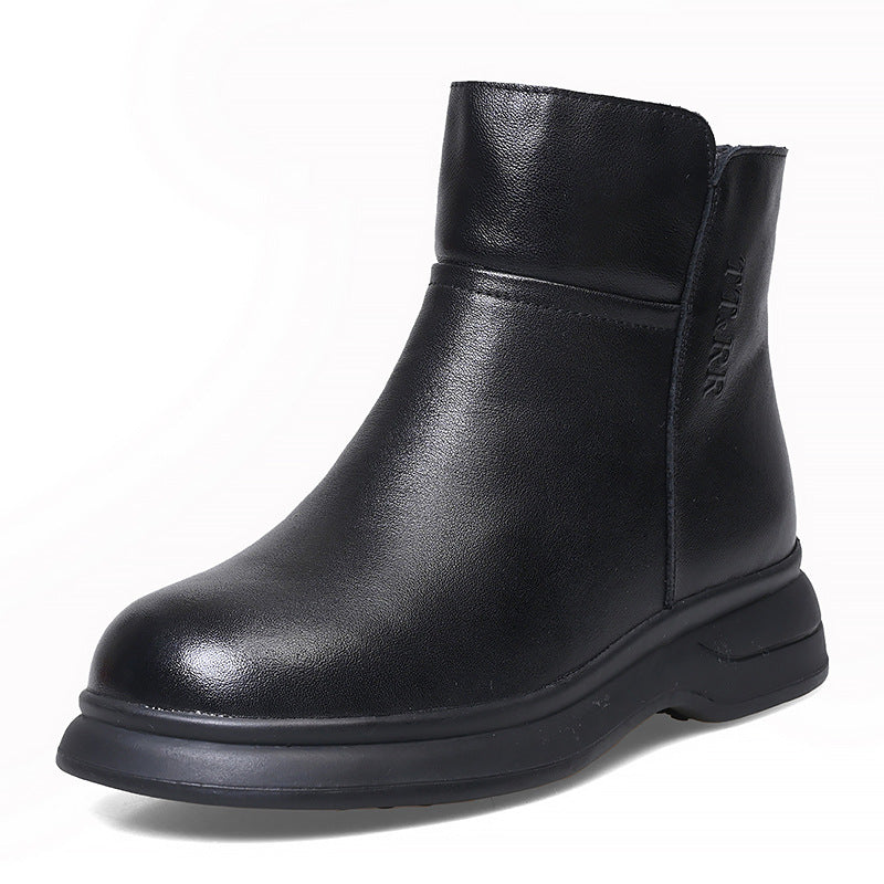 Women's Layer Cowhide Thickened Wool Mother Fur Integrated Snow Boots