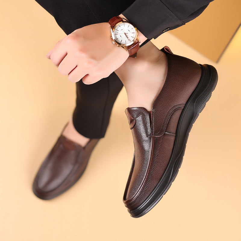Men's Slip On Soft Bottom Wild Breathable Leather Shoes