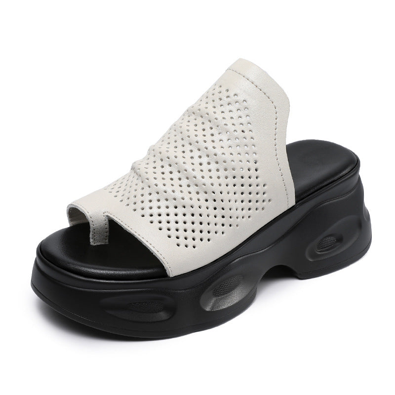 Women's Genuine Summer Wear Thick Bottom Sponge Cake Wedge Slippers