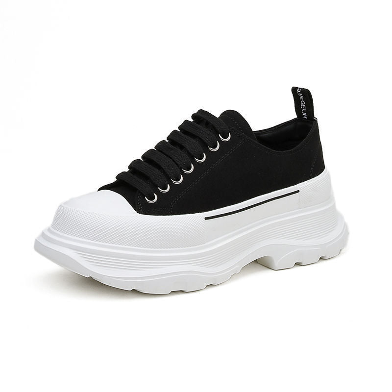Women's & Men's Mcqueen Platform Sports White Dad Muffin Canvas Shoes