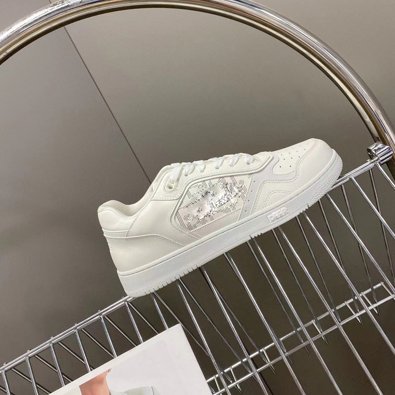 Men's Popular Low Cut Cowhide Color Matching Sneakers