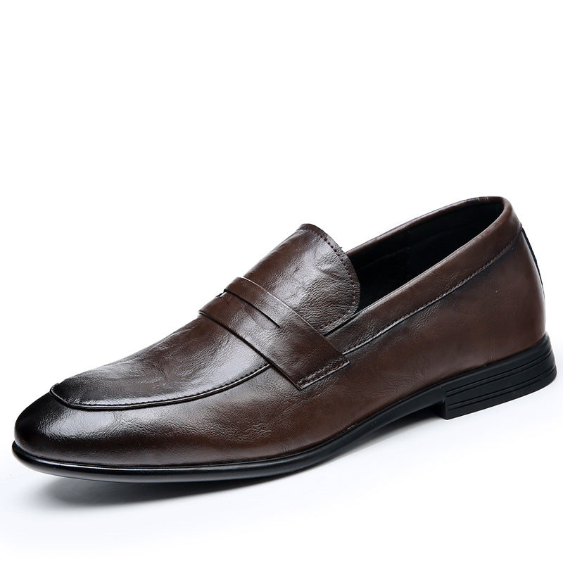Men's Slip-on Genuine Versatile Korean Trendy Soft Men's Business Leather Shoes