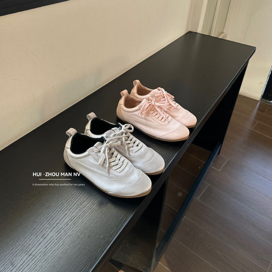 Women's Vintage Satin German Training Spring Round Toe Women's Sports Shoes
